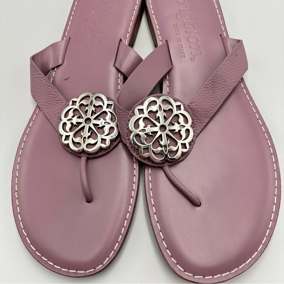 Brighton Lavender Alice Sandal Thong Flat Leather Womens Sz 10M Silver Medallion - Picture 6 of 14